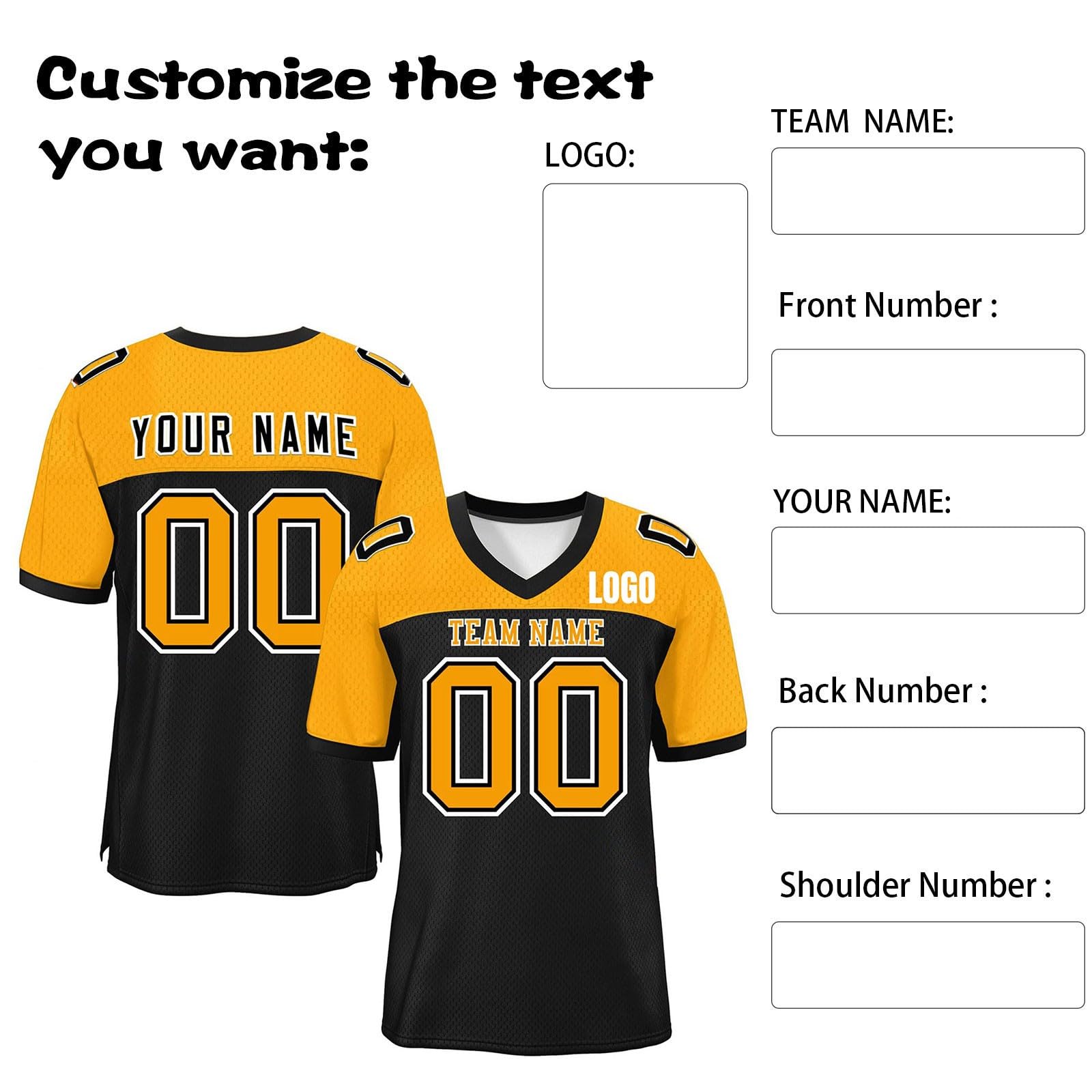 Magliette Personalizzate Maglie da Football Americano da Uomo, Donna, Bambino e Ragazzo Kit Personalizzati Nome e Numero Personalizzati Maglie da Rugby Traspiranti