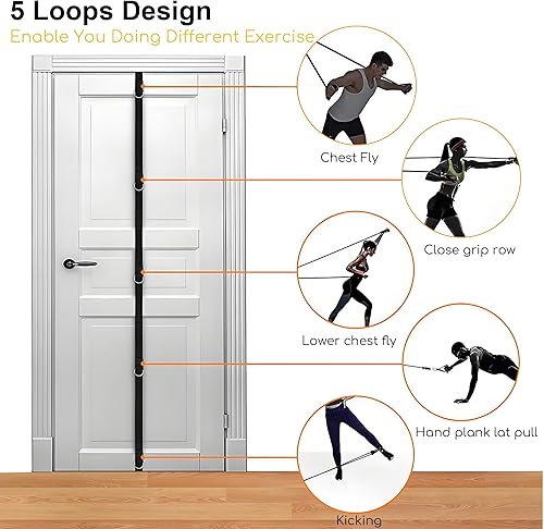 Miniatura 2 de Juego de bandas de resistencia con sistema de entrenamiento de anclaje de puerta, 5 colores apilables de hasta 150 libras, incluye herramienta de