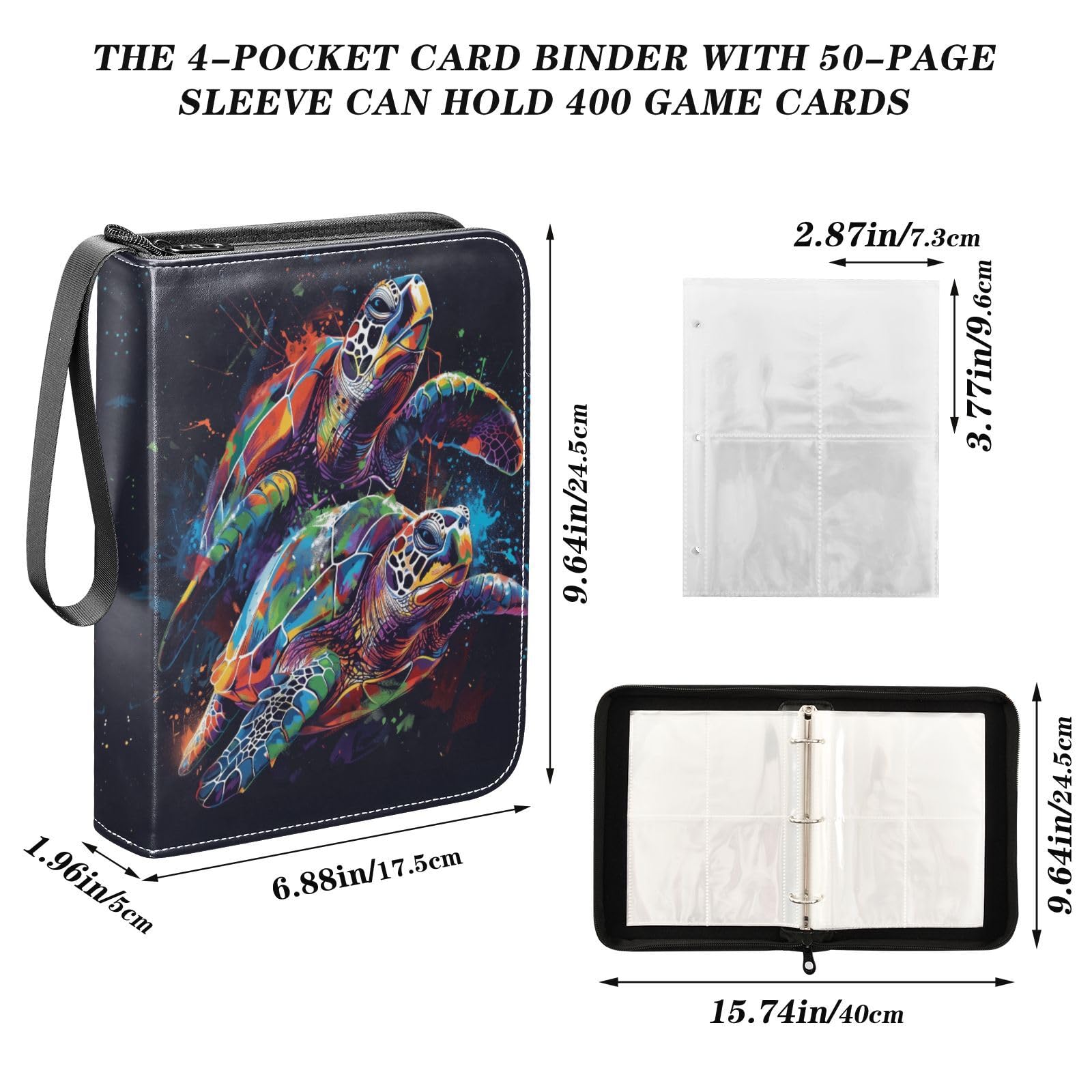 Amazon.com: Watercolor Sea Turtles Card Binder 4 Pocket, Trading