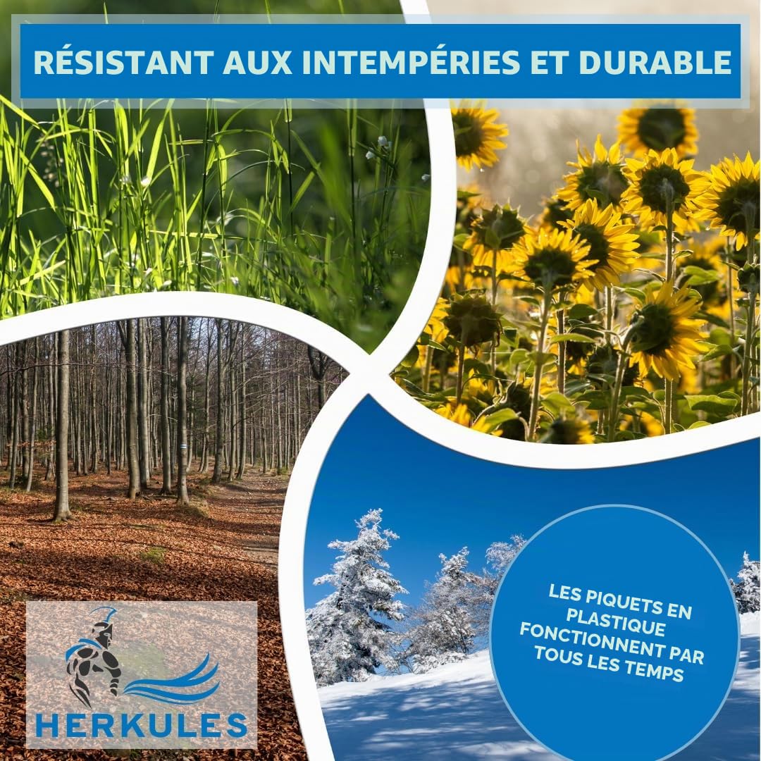 Farmland Herkules Lot de 10 piquets de clôture de pâturage 150 cm Plastique Robuste Pointe Acier galvanisé Double Marche
