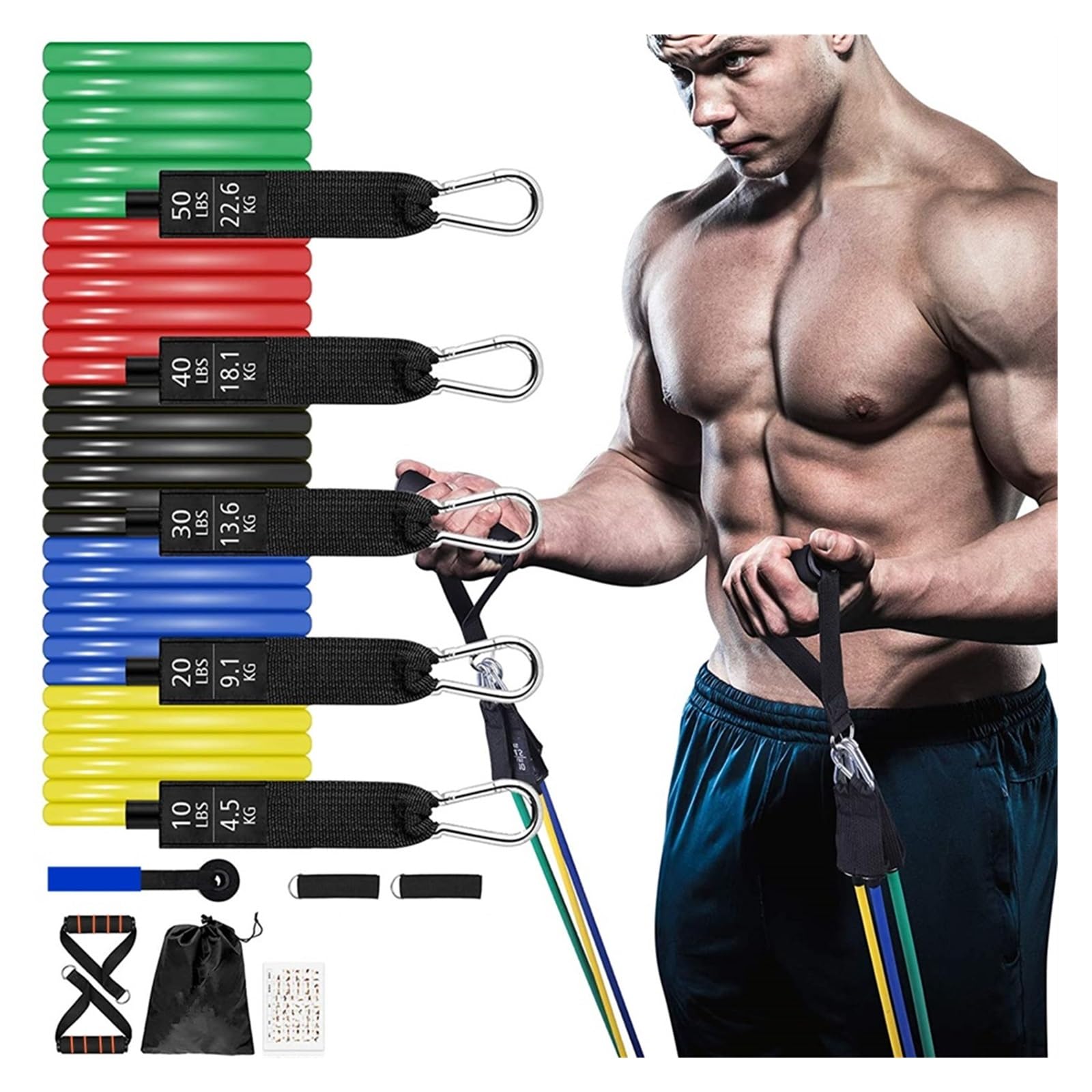 Widerstandsbänder mit Griffen Widerstandsbänder Set Workout Übung Fitness Gym Bänder