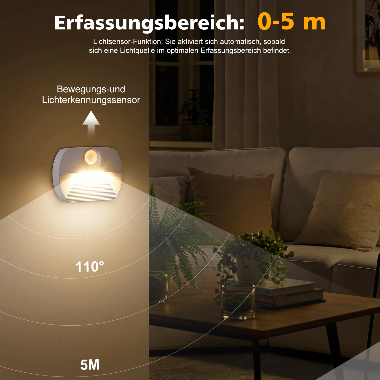 Artrastar, luce notturna a LED con sensore di movimento, confezione da 4, illuminazione per scale interna, luce notturna per bambini, accensione e spegnimento automatico, ideale per corridoio, bagno