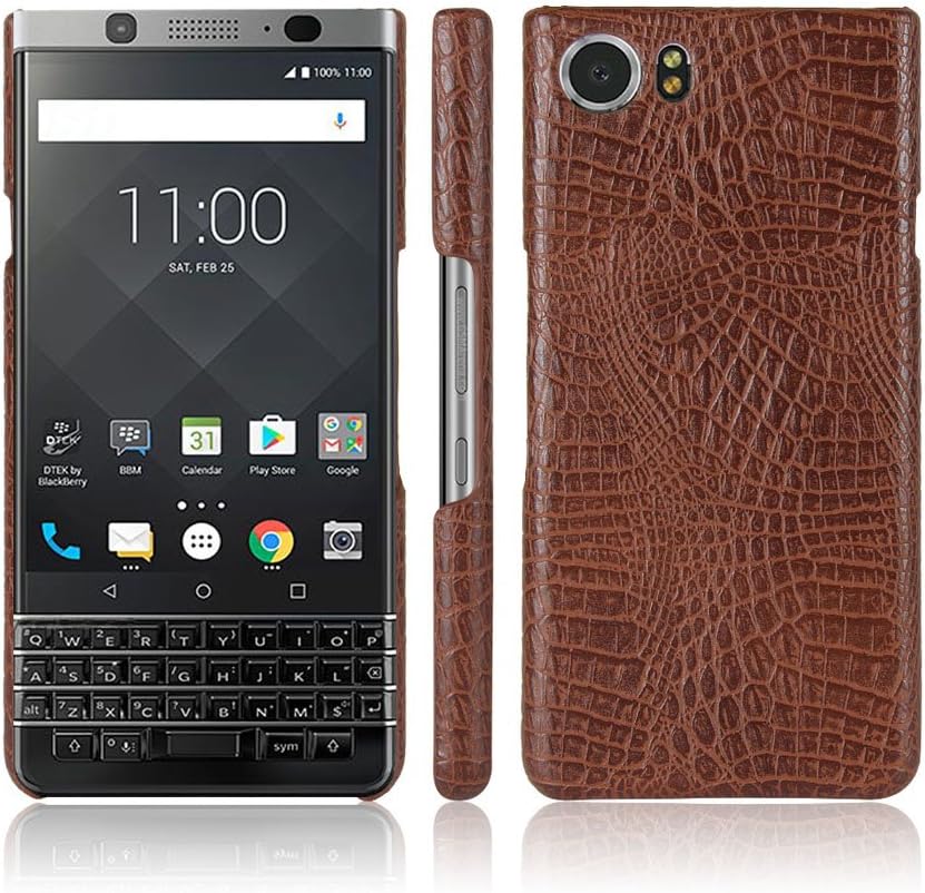 Zshion Case for BlackBerry Keyone ,Croco Premium PU Leather Protective Cases Simple Deurable and Lightweight Case for BlackBerry Keyone (Brown)