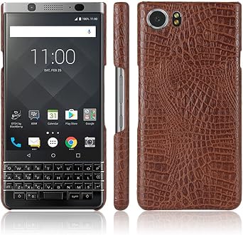 Zshion Case for BlackBerry Keyone ,Croco Premium PU Leather Protective Cases Simple Deurable and Lightweight Case for BlackBerry Keyone Brown