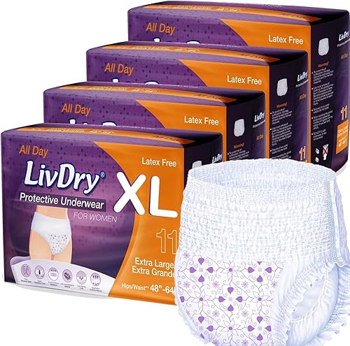 Miniatura 10 de Livdry L - Pañales para adultos para mujer durante la noche, máxima absorción, protección durante todo el día o la noche, talla L (15 unidades)