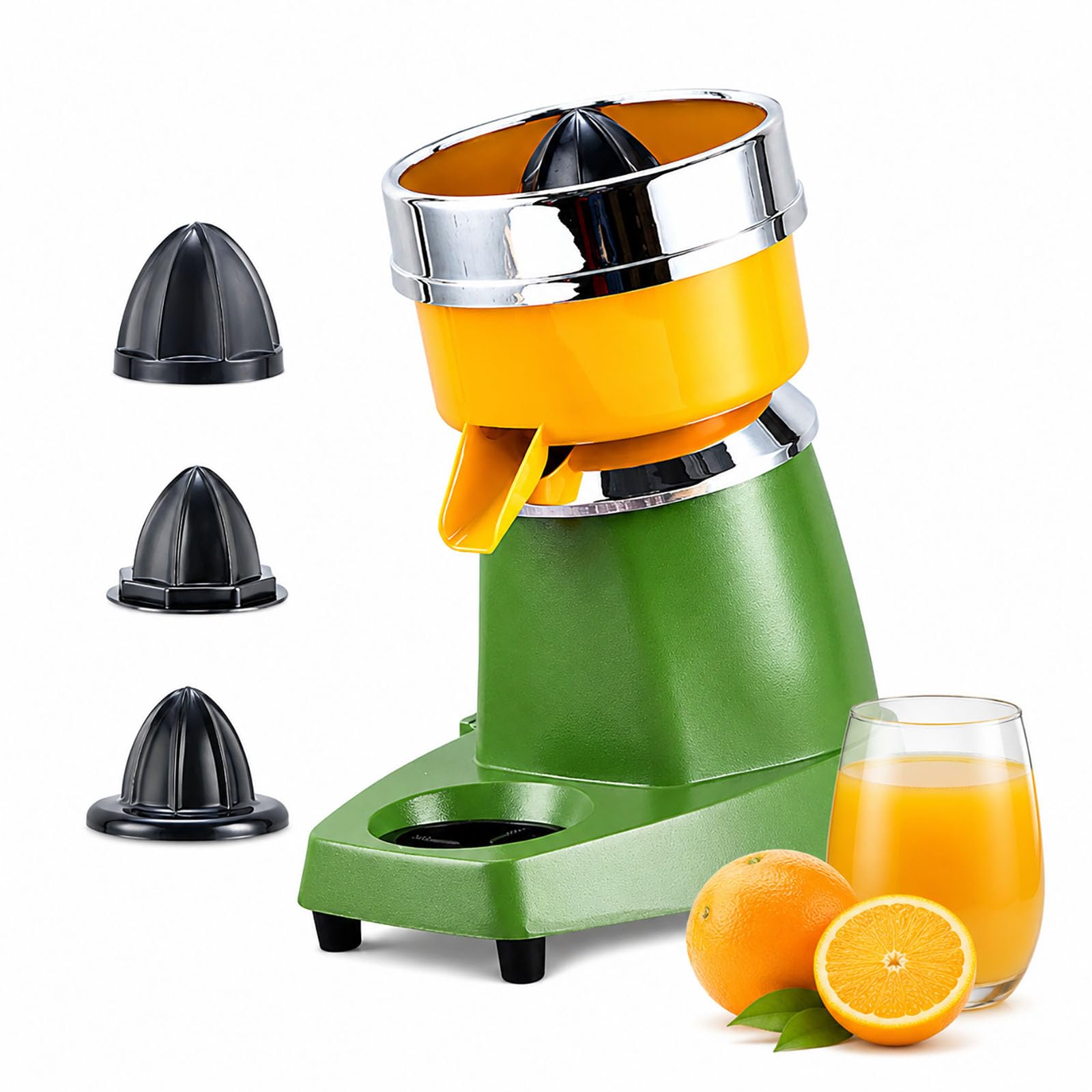 Spremiagrumi elettrico a 3 coni, in acciaio inox | Spremifrutta manuale, 1700 giri/min, facile da pulire, per bar ristorante bar commerciale domestico