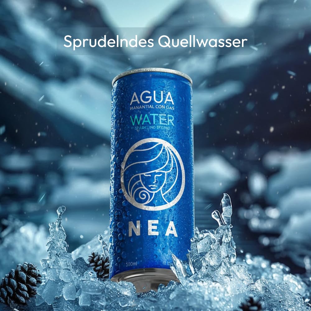 NEA Sprudelwasser in Dose - Quellwasser mit Kohlensäure Österreichische Alpen - 24er Pack 33cl - Aluminium Recycelbar Plastikfrei BPA Free - Ohne Metallischen Nachgeschmack - Feine Perlung