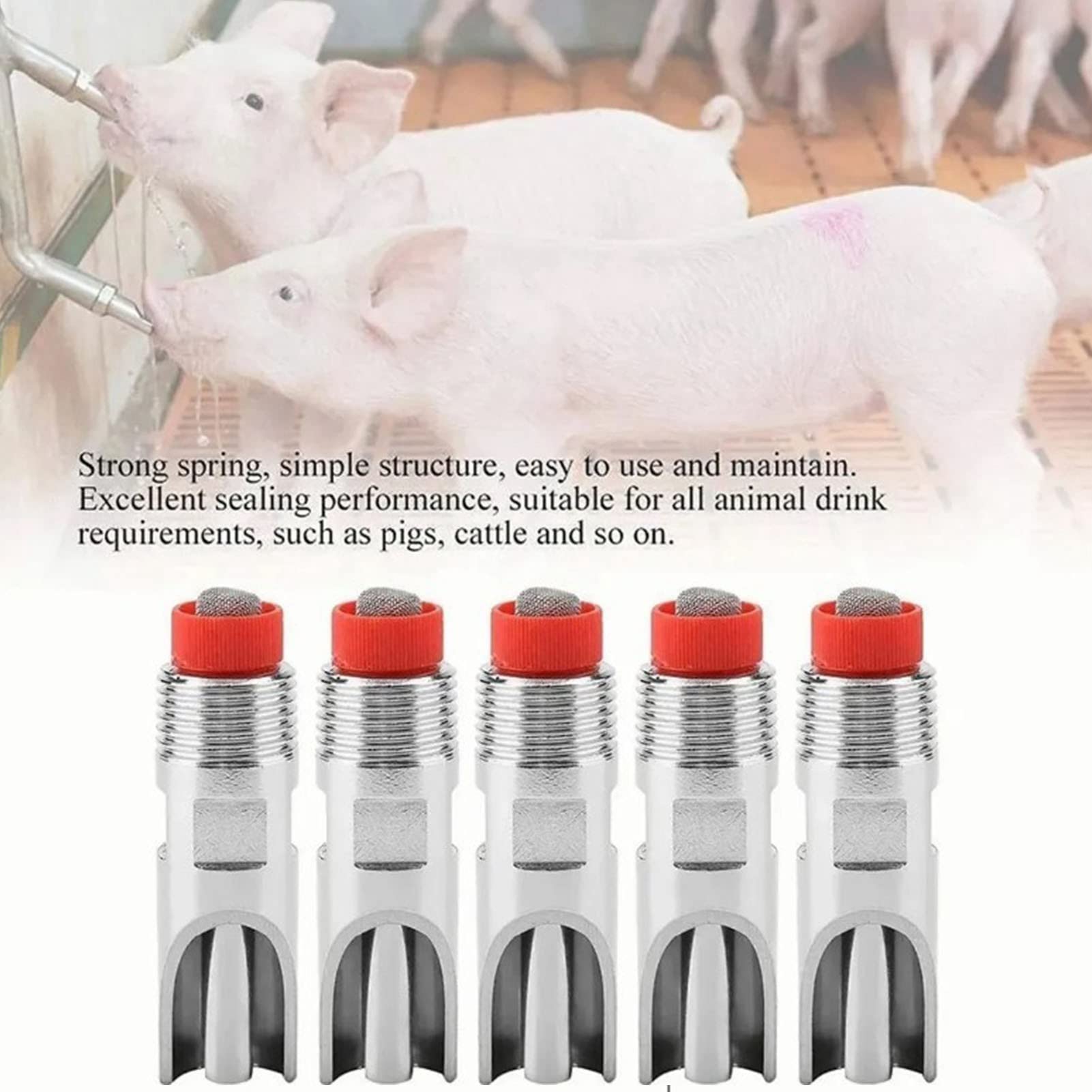 Abreuvoir Automatique Porc, Lot de 10 Mangeoires à Eau Réglable en Acier Inoxydable, Tétine Anti-Fuite pour Porcelet et Porc Adulte, Élevage Porcin Professionnel, Ferme, Porcheri