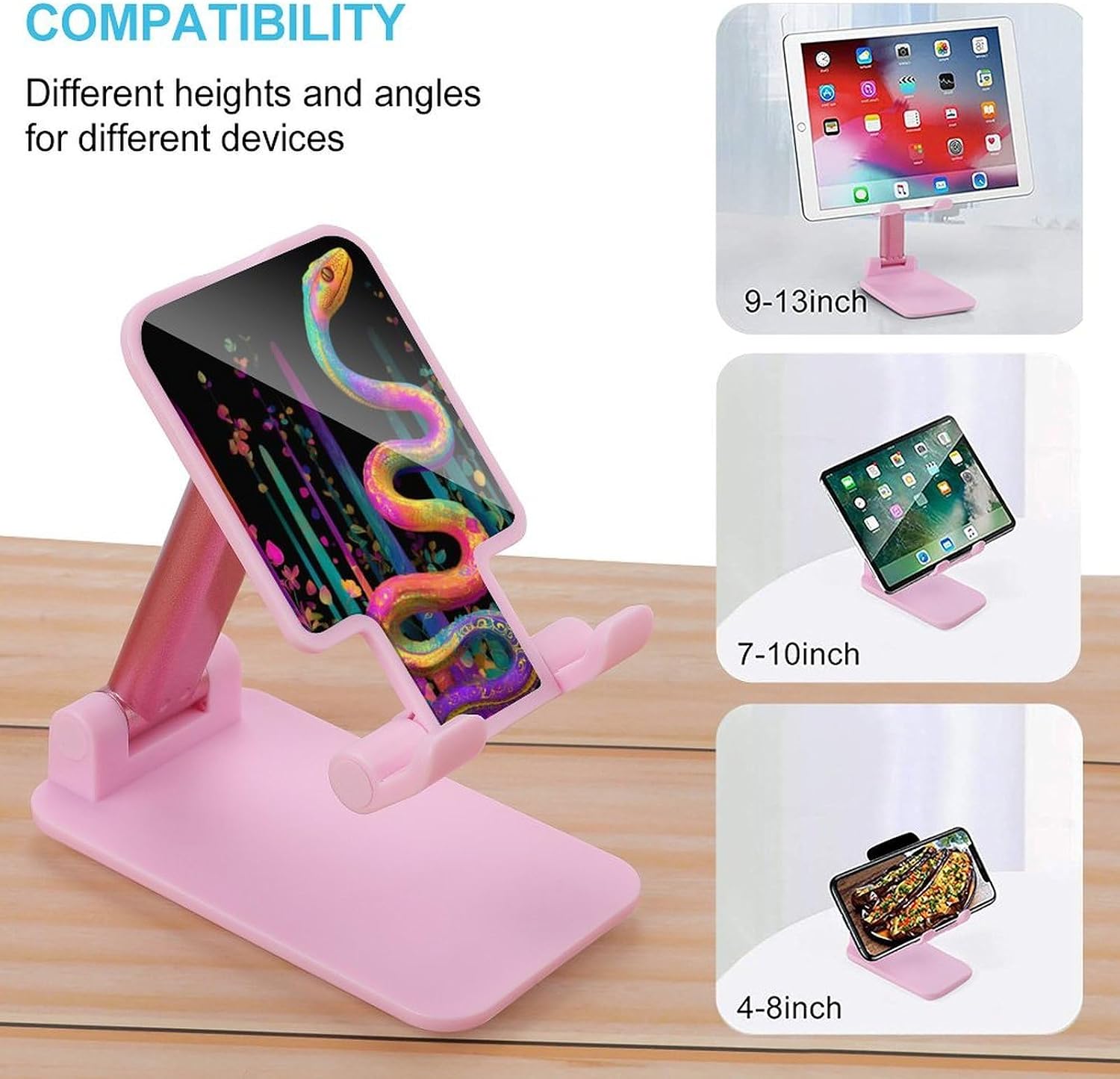 Snake Reptile-Animals Foldable Cell Phone Stand Adjustable Desktop Phone Holder image 3