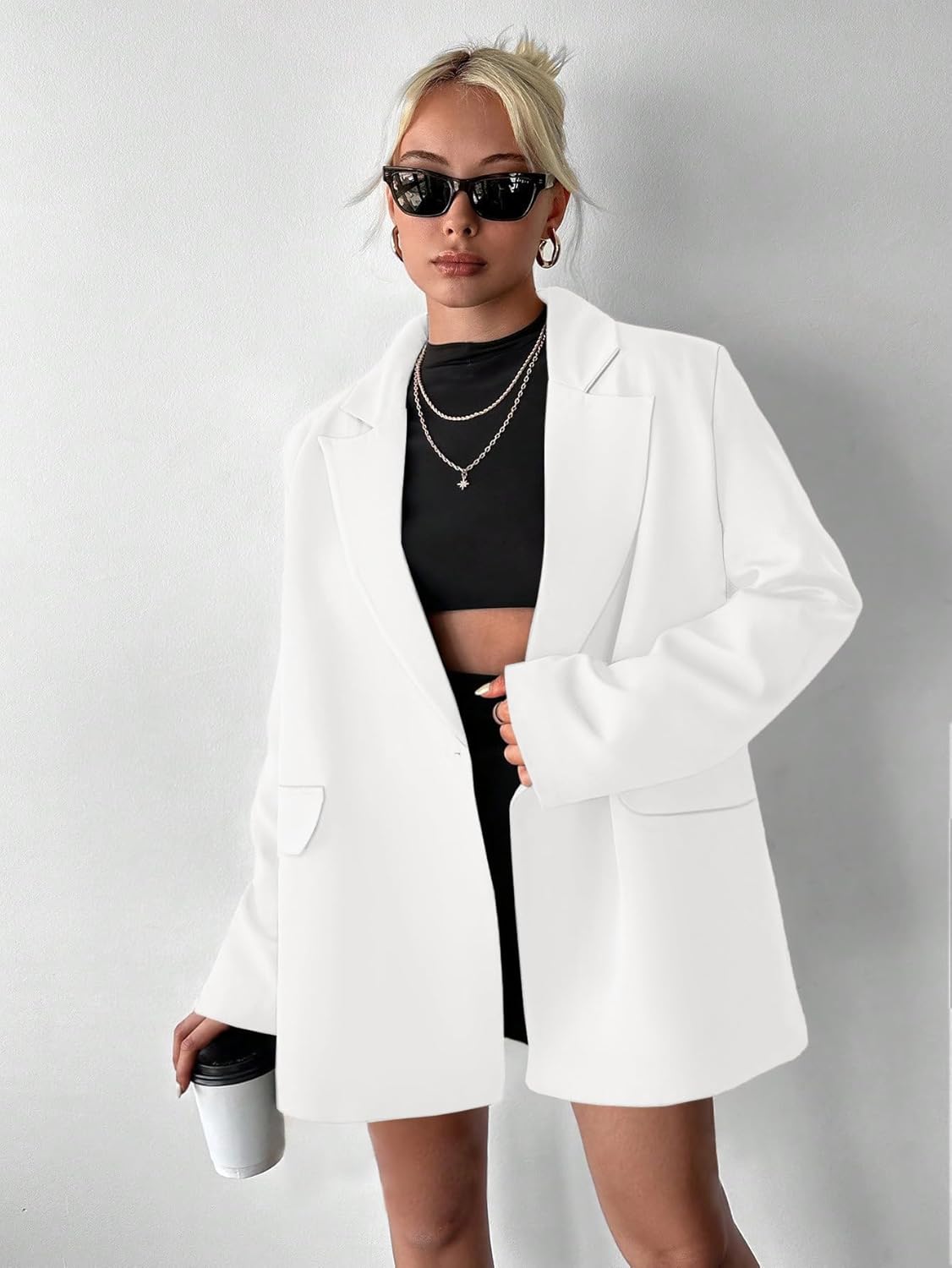 Women Blazer Suit Jacket Notched Collar Casual Work Office Blazers - Image 6