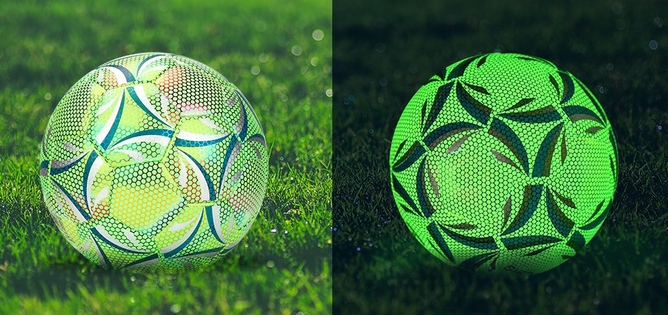 Voetbal Training Ballen Wikay Reflecterende Voetbal Jongens Lichtgevende Voetbal Glow in the Dark Officiële Maat 5 Voetbal Speelgoed met Inflator voor Jeugd Voetbal Training Outdoor Night Game