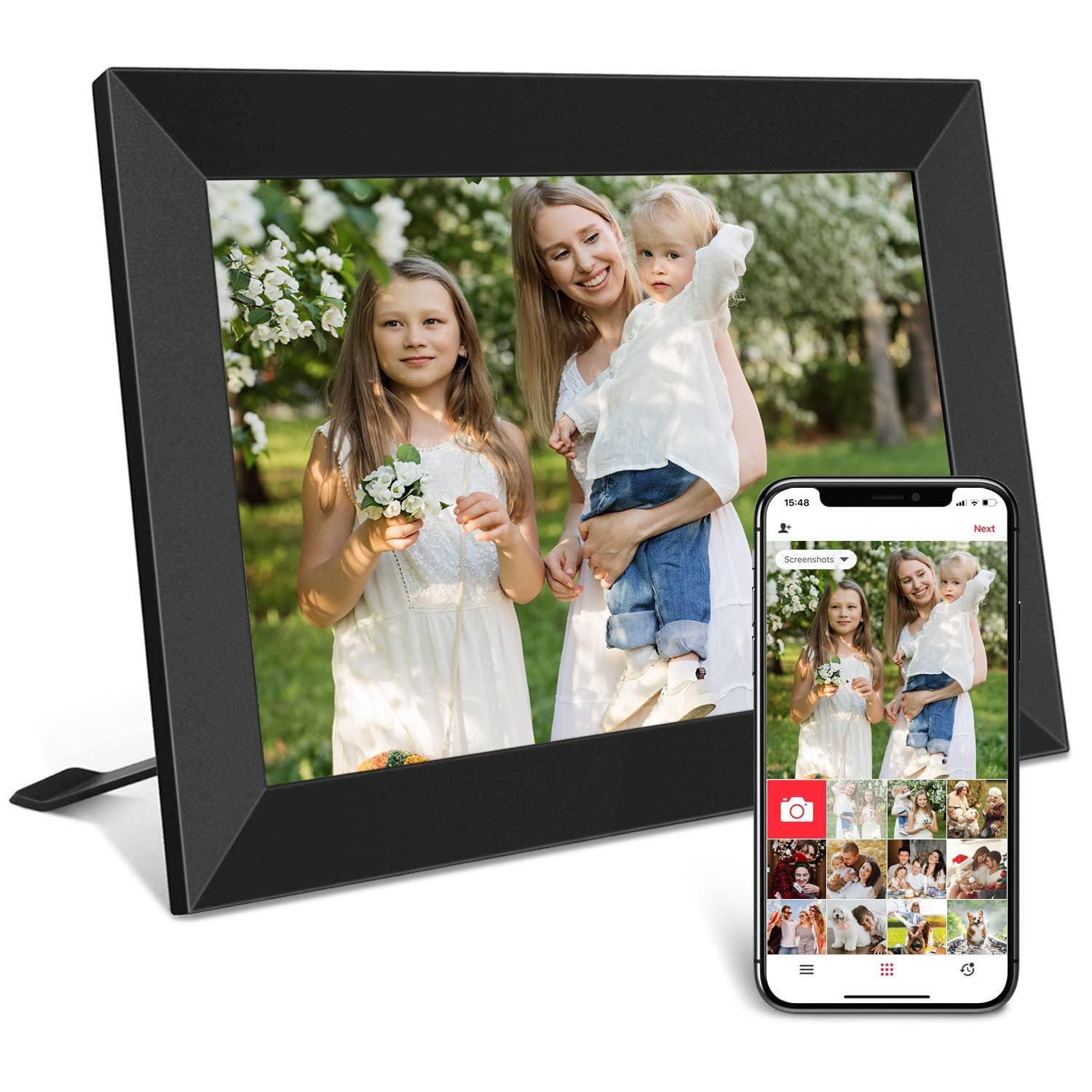 MAKINGTEC FRAMEO 10.1 Inch Smart WiFi Digital Photo Frame 1280x800 IPS LCD Touch Screen, Auto-Rotate Portrait and Landscape, Built in 16GB Memory, Share Moments Instantly via Frameo App from Anywhere