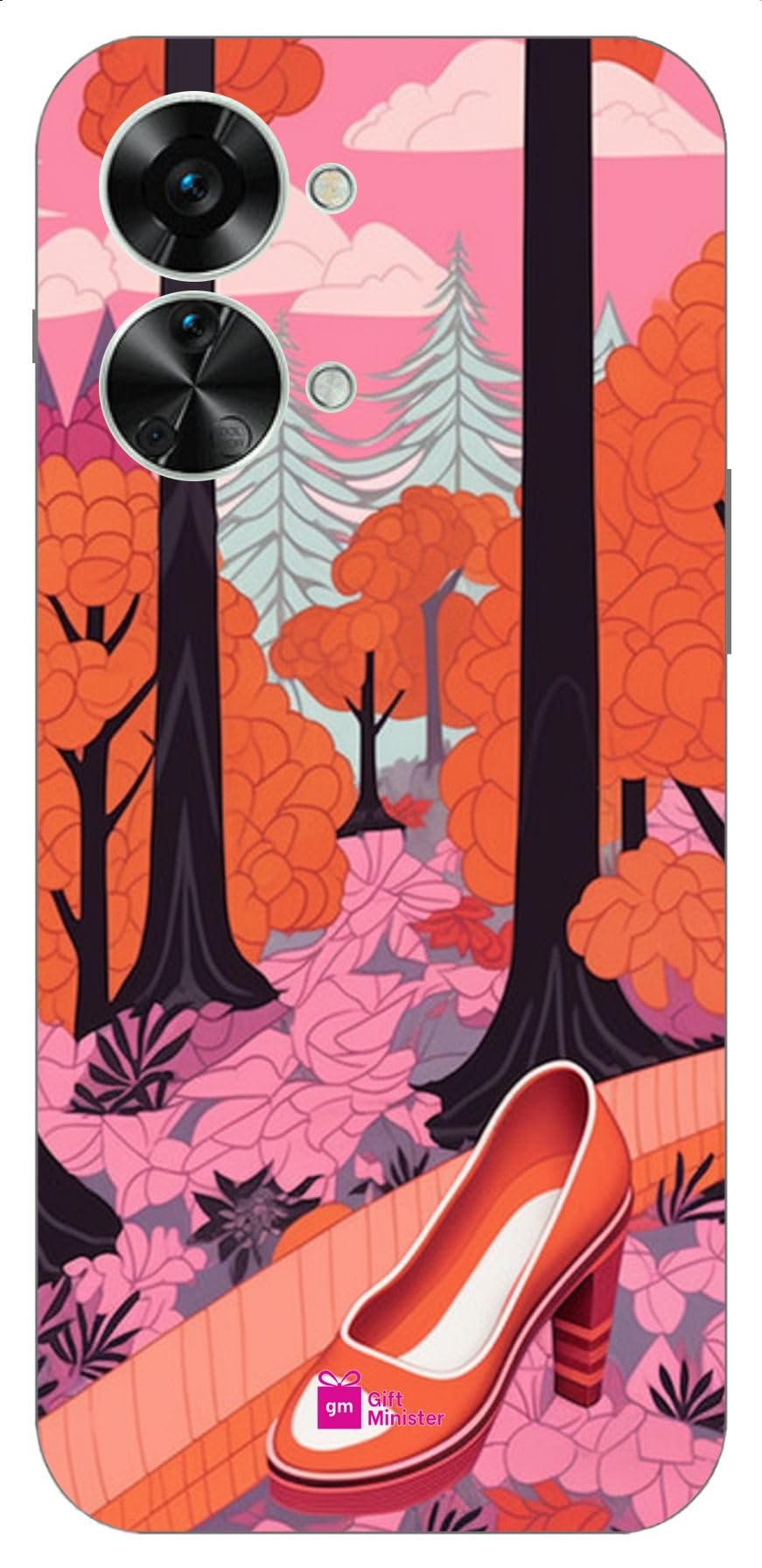 Gift Minister Hard Designer Mobile Case For One Plus Nord 2T 5G Back Cover Brown - Pink Fabric Ladies Heal Sandle Forest Modernist Illustrations Art Graphics White Orange Patterns Australia 1Pcs 1701C