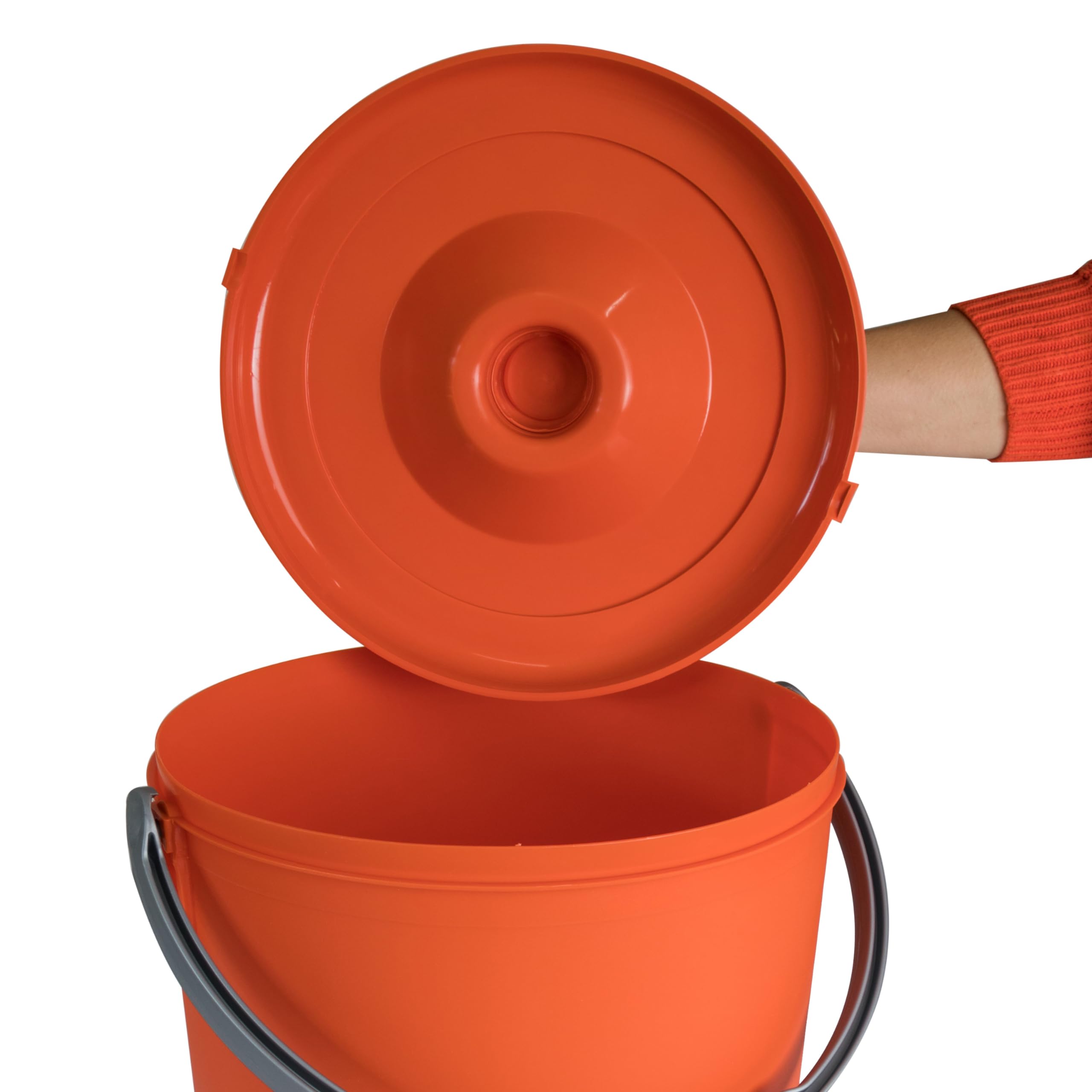 Poubelle #11 de 10 litres avec couvercle verrouillable et poignée - Bleu pétrole - 27 cm de haut - Ø24 cm Collecteur de déchets Biodéchets Eimer Küche Poubelle à couches Plastique rond