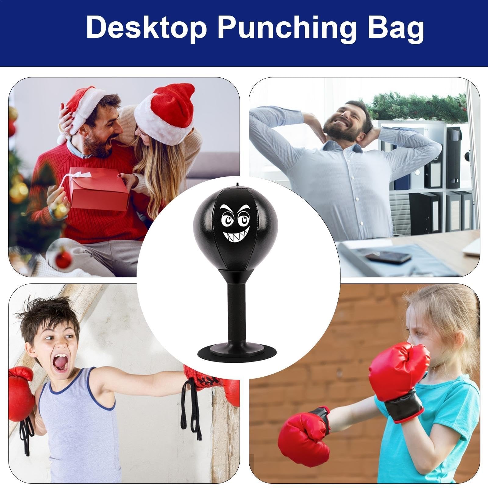 Sacco da Boxe da Tavolo, Portatile Divertente Sacco da Boxe con Ventosa, Antistress Sacco da Boxe Speed ​​Ball, Pallone Resistente Antistress per Impiegato Adulti Bambini