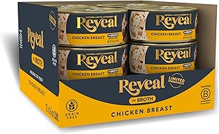 Reveal Natural Wet Canned Cat Food, Limited and Natural Ingredients, Grain Free, High Protein with No Artificial Additives, Chicken Breast in Broth (12 x 5.5 oz Cans)