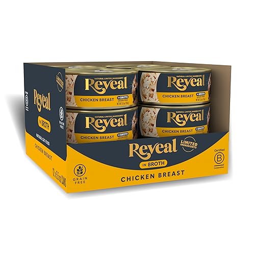 Reveal Natural Wet Cat Food, 12 Count, Grain Free, Limited Ingredient Canned Food for Cats, Chicken Breast in Broth, 5.5 oz Cans - Chicken