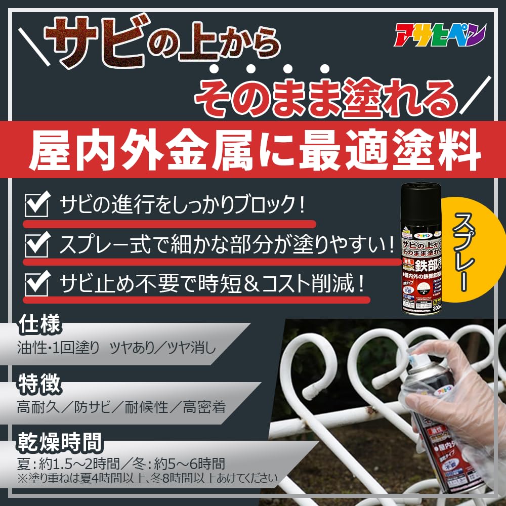 Amazon | アサヒペン 塗料 ペンキ 油性高耐久鉄部用スプレー