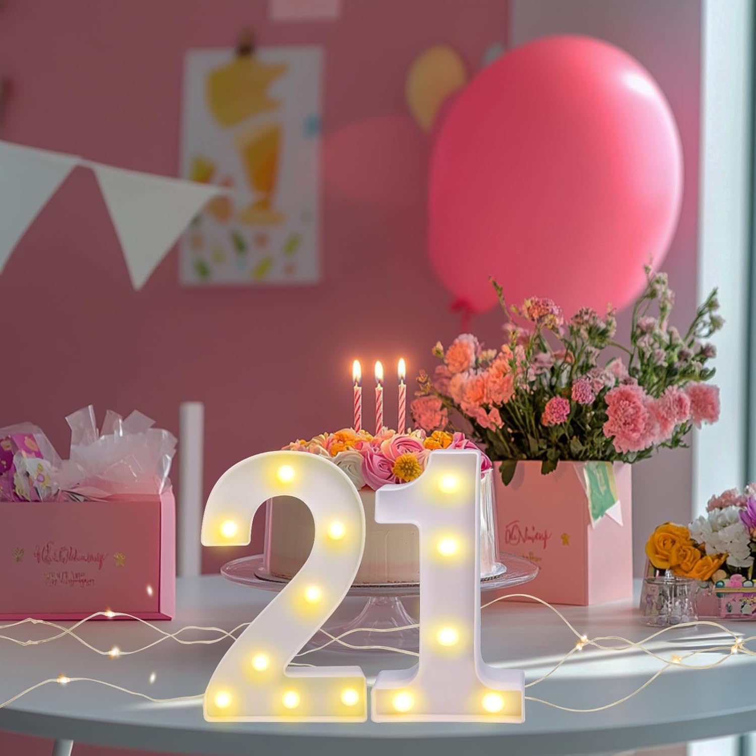 Light up numbers for party, 21st birthday decorations for her, number blocks 21, happy 21st birthday decorations, 21st birthday gifts for her, birthday decorations for women room decor - Image 5