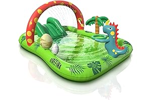 Airefina Dino Planet Inflatable Play Center Kiddie Pool with Slide