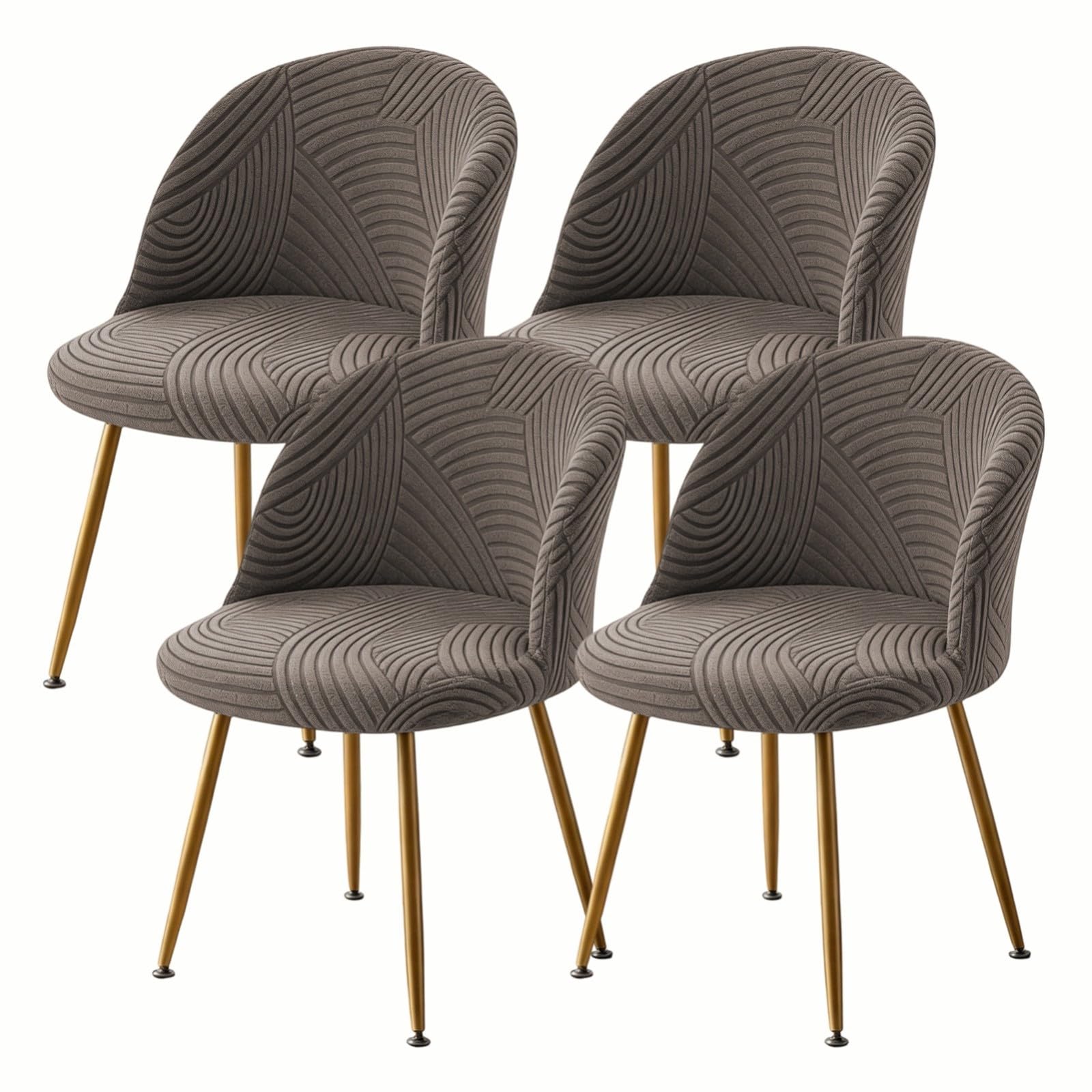 Esszimmer Stuhlhussen,Stuhlhussen mit Gebogener Rückenlehne 1/2/4/6er-Set | Dehnbarer Moderner und Weicher Stoff,Abnehmbarer und Waschbarer Stuhlbezug für Esszimmer Küche(Coffee,4Pcs)
