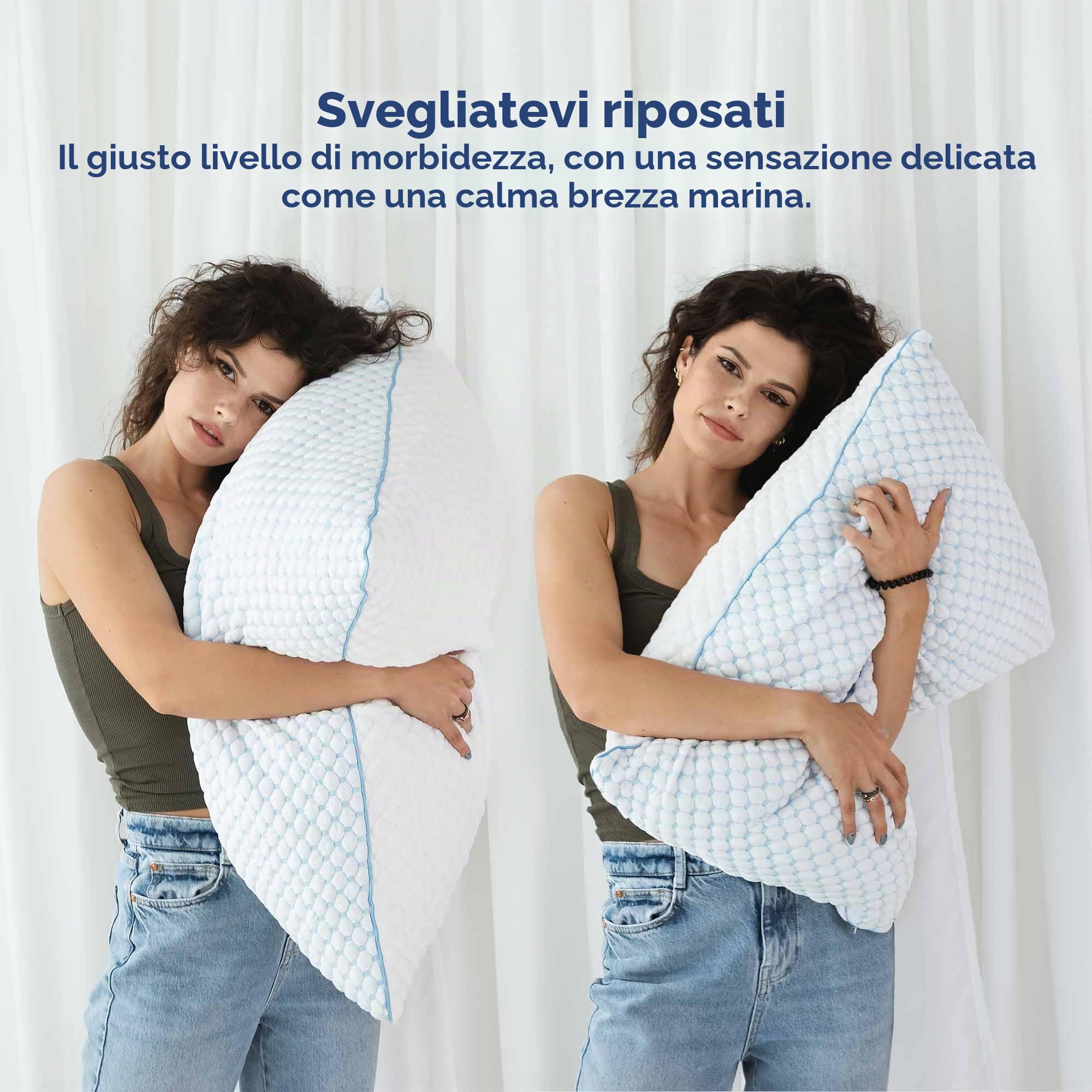 Cuscino in memory foam, 80 x 80 cm, morbido gel per chi dorme sul fianco, cuscino ergonomico a nuvola con rivestimento rimovibile