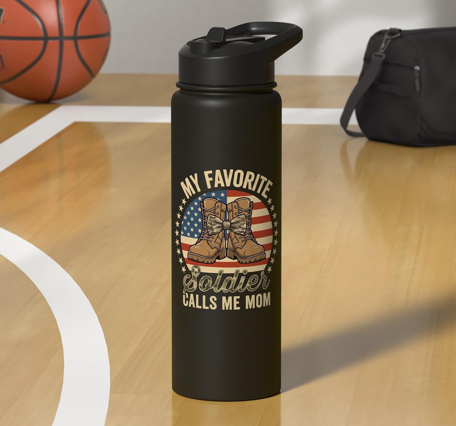 My favorite soldier calls me mom proud army military mom Stainless Steel Insulated Water Bottle
