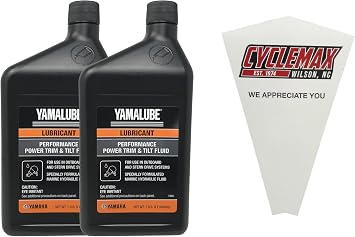 Cyclemax Two Pack compatible with Yamaha Performance Power Trim & Tilt Fluid ACC-PWRTR-MF-32 Contains Two Quarts and a Funnel
