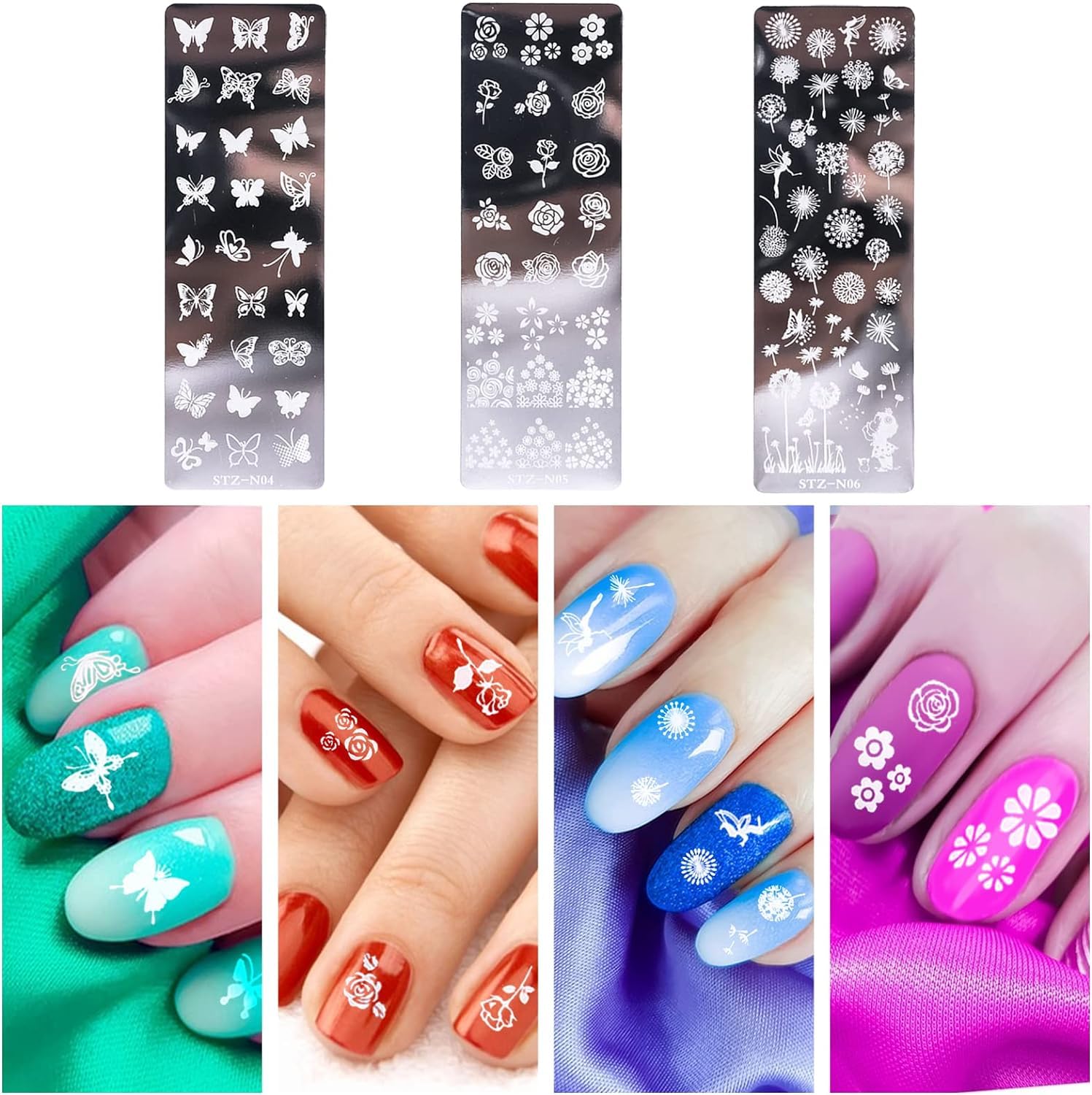 Kit de Estampado de Uñas 8 Pcs Placas Estampacion Stamping Uñas