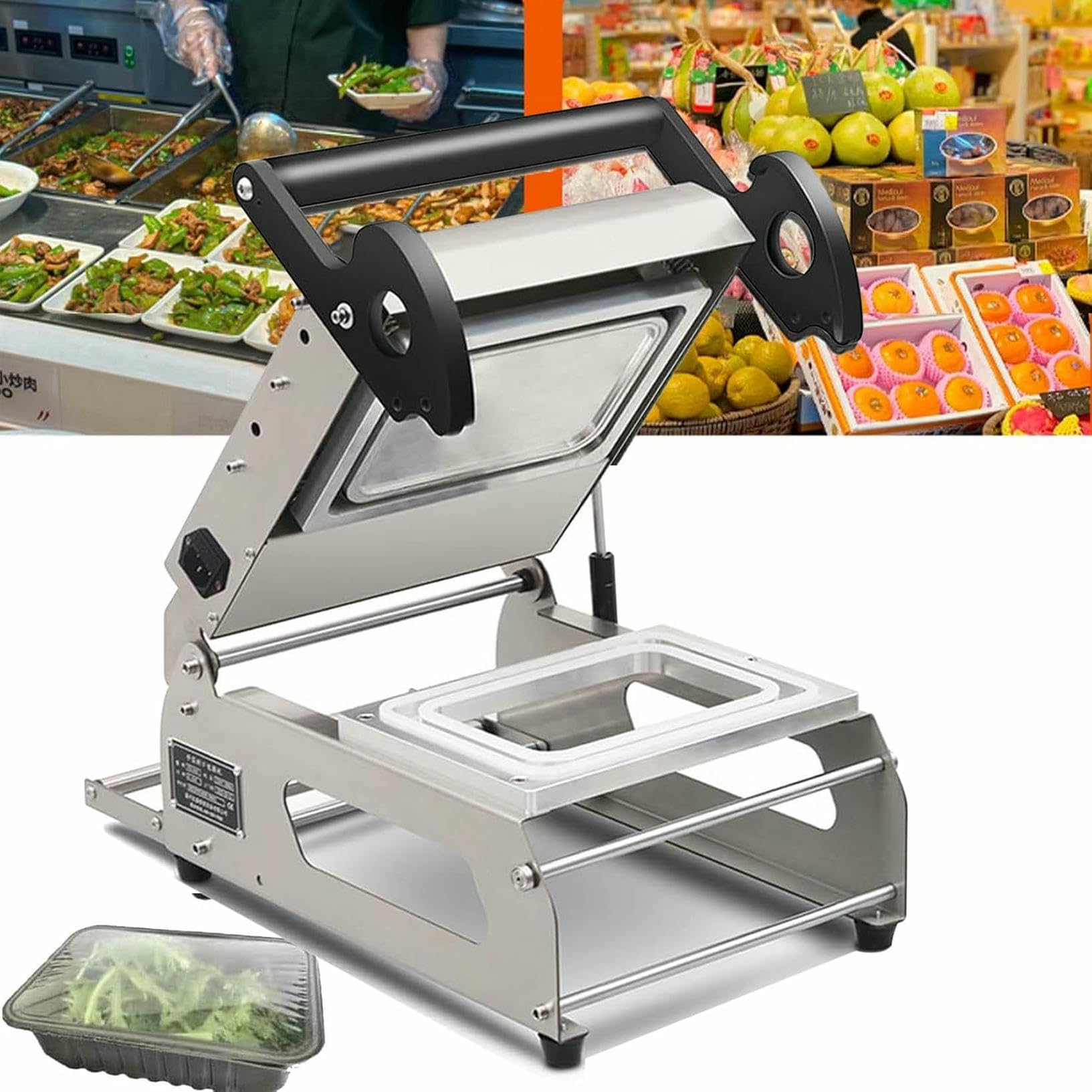 Sigillatrice Manuale per Alimenti, Sigillatrice per Vassoi Alimentari in Acciaio Inossidabile, Macchina Semiautomatica per Termosaldatura, Guarnizioni Efficienti, per Imballaggi da Asporto