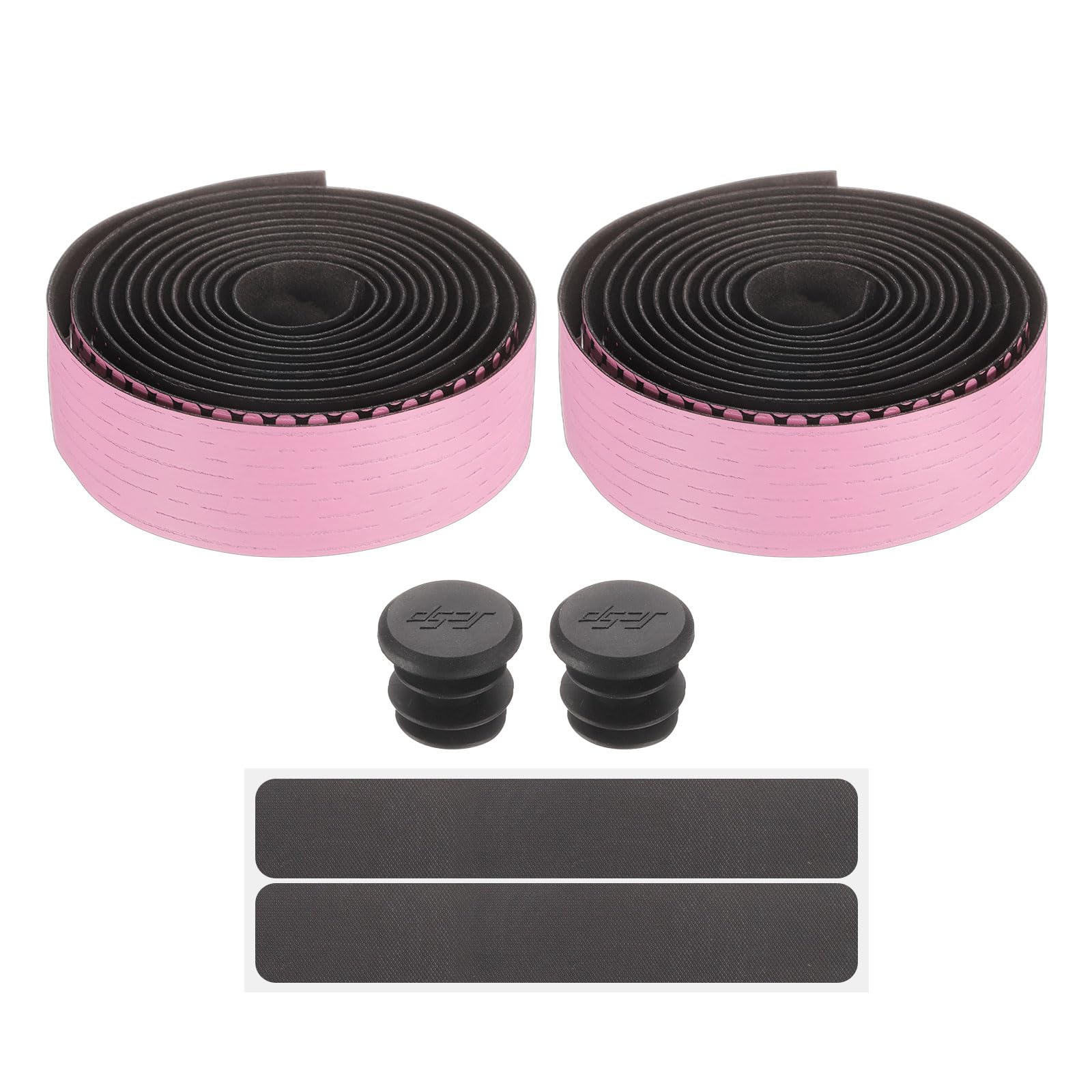 sourcing map Bike Handlebar Tape PU EVA Soft Bicycle Bar Tape with Adhesive Backs and End Plugs for Road Cycling Folding Bicycles Enhance Bike Grip, Black/Pink