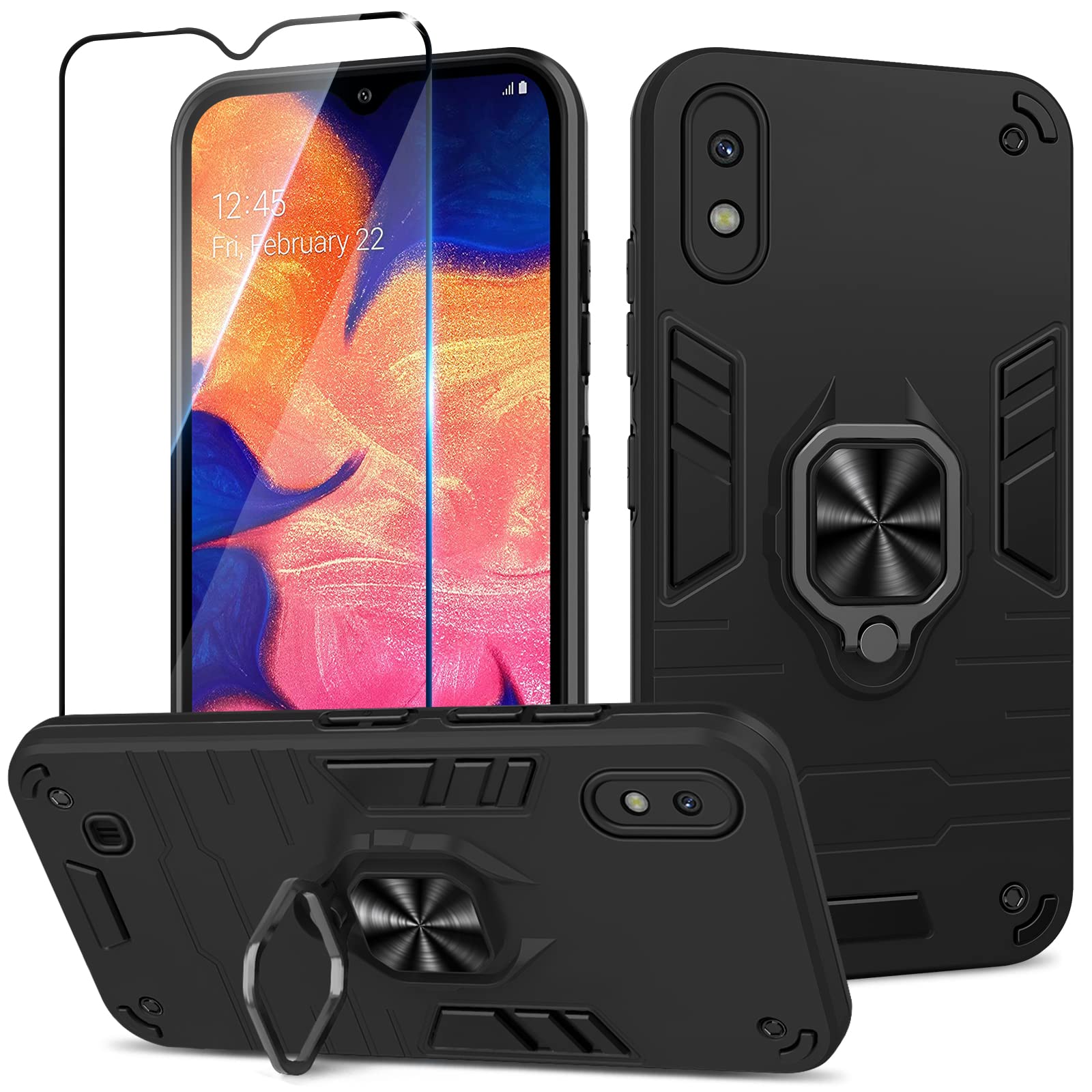 Funda para Samsung Galaxy A13 4G con Cristal Templado Protector Pantalla, Carcasa Antigolpes con Soporte anular metálico, Case Protectora de Grado Militar, Negro — view 31