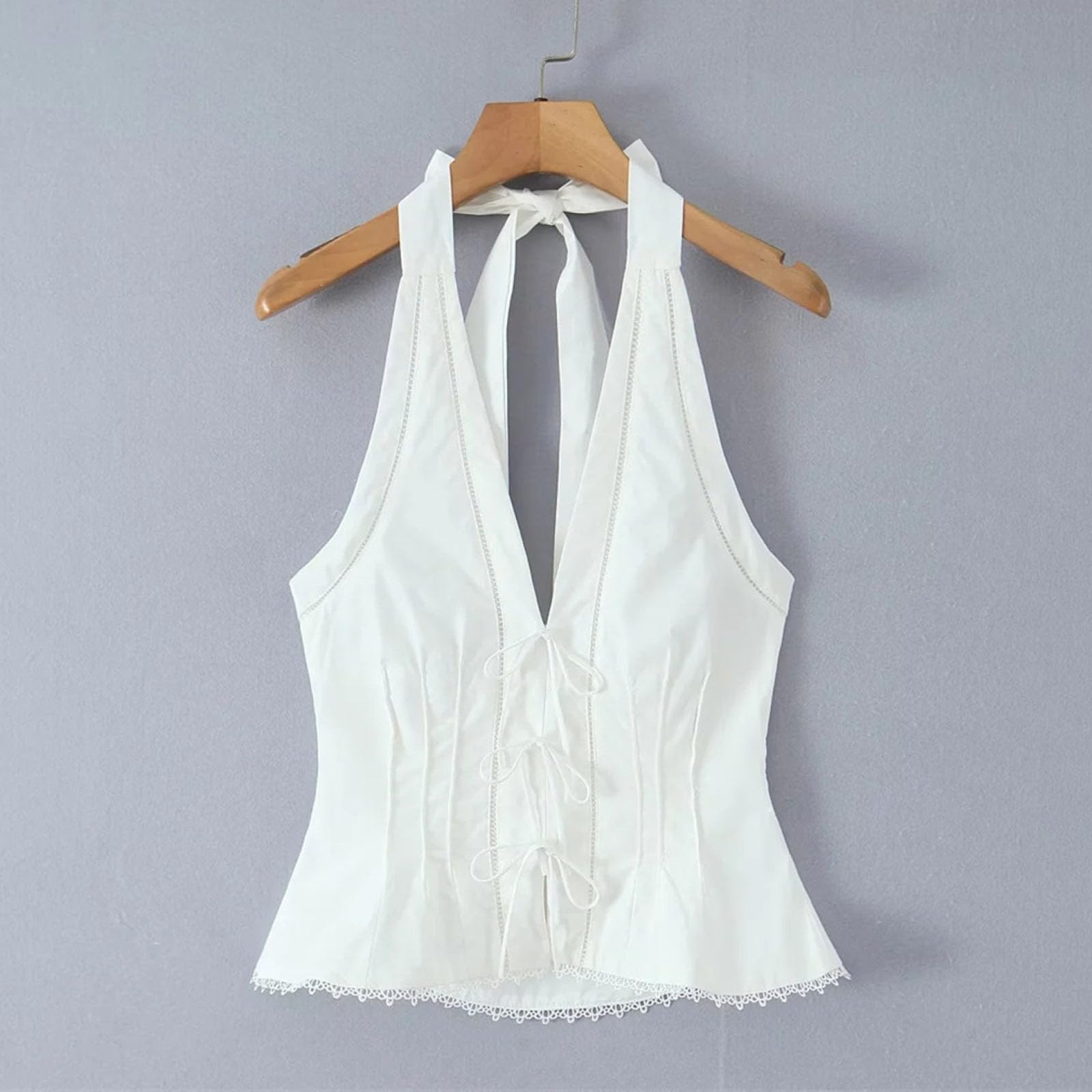 Top Da Donna Con Scollo All'americana Senza Maniche Sexy Senza Schienale Con Scollo A V Profondo Moda Estiva Y2k Crop Top Per Uscire