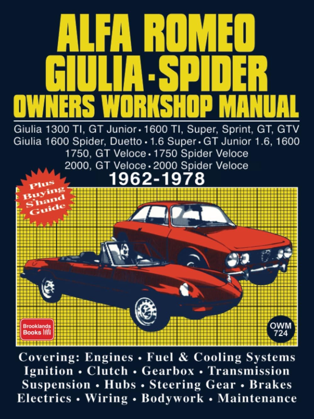 Alfa Romeo Giulia-Spider Owners Workshop Manual 1962-1978: Easy to Use, Fully Illustrated, Comprehensive Guide to Repair and Maintenance