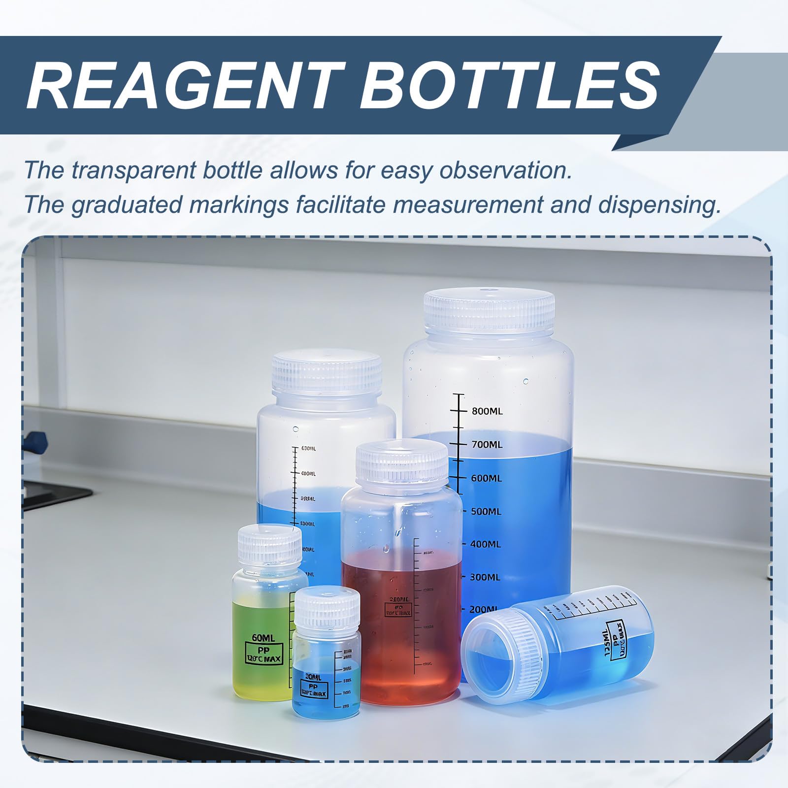 PATIKIL 12 Pezzi Bottiglie Modello In Plastica Con Tappo A Vite, 34 Oz 1000ml Bottiglia Reagente A Bocca Larga Contenitori Modello PP Trasparenti Con Coperchio Per Laboratorio Acqua