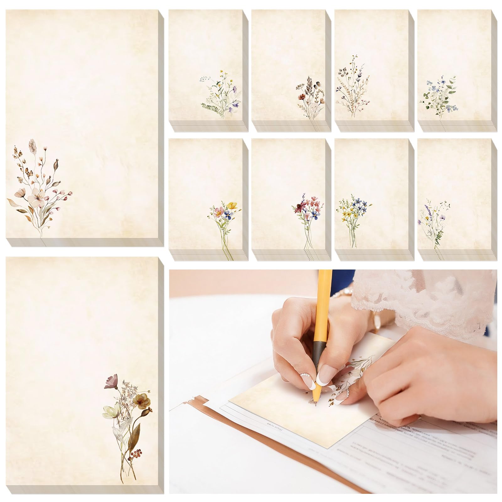 Spiareal 100 Pcs Blank Note Cards Index Card, Fall, 4 x 6 in, Wildflowers
