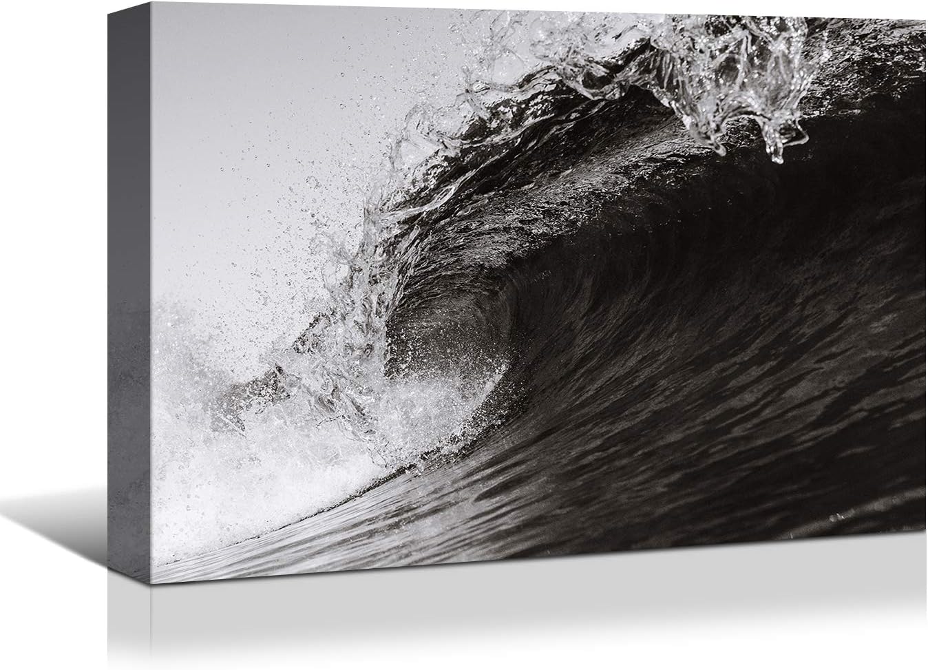 Looife Seascape Canvas Prints Wall Art-48x36 Inch Black and White Sea Waves Picture Wall Decor, Ocean Scenery Giclee Artwork Home Decoration, Ready to Hang