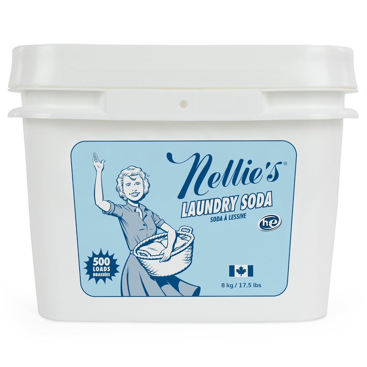 Nellies Laundry Soda Concentrated Powder Detergent 500 Load Bulk Format Gentle Fragrance-Free Effective on Stains Compatible with HE