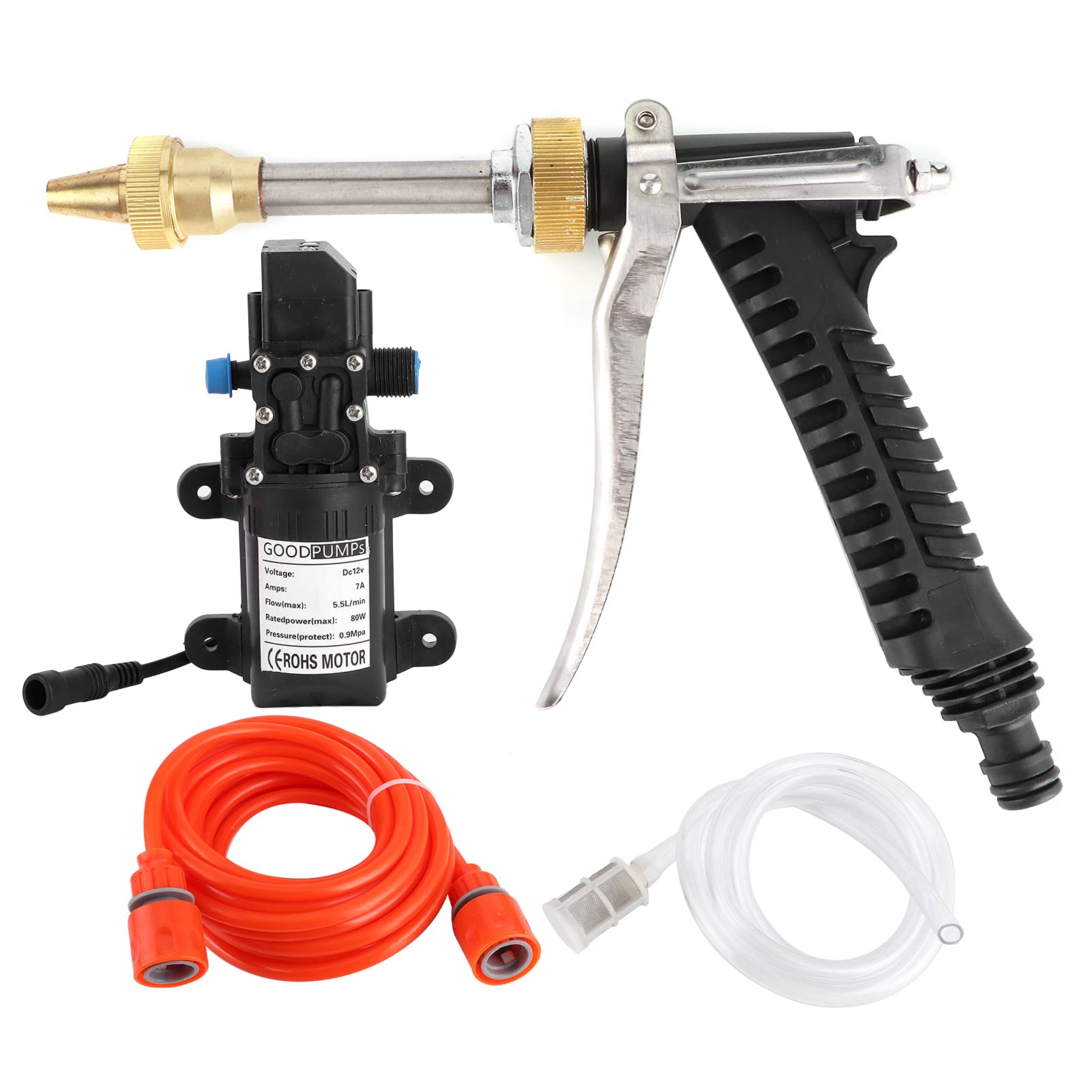 Qiilu 12V Portable 130PSI High Pressure Washer Hose Kit 80W Car Powerful Wash Cleaner F8e237 - Image 2