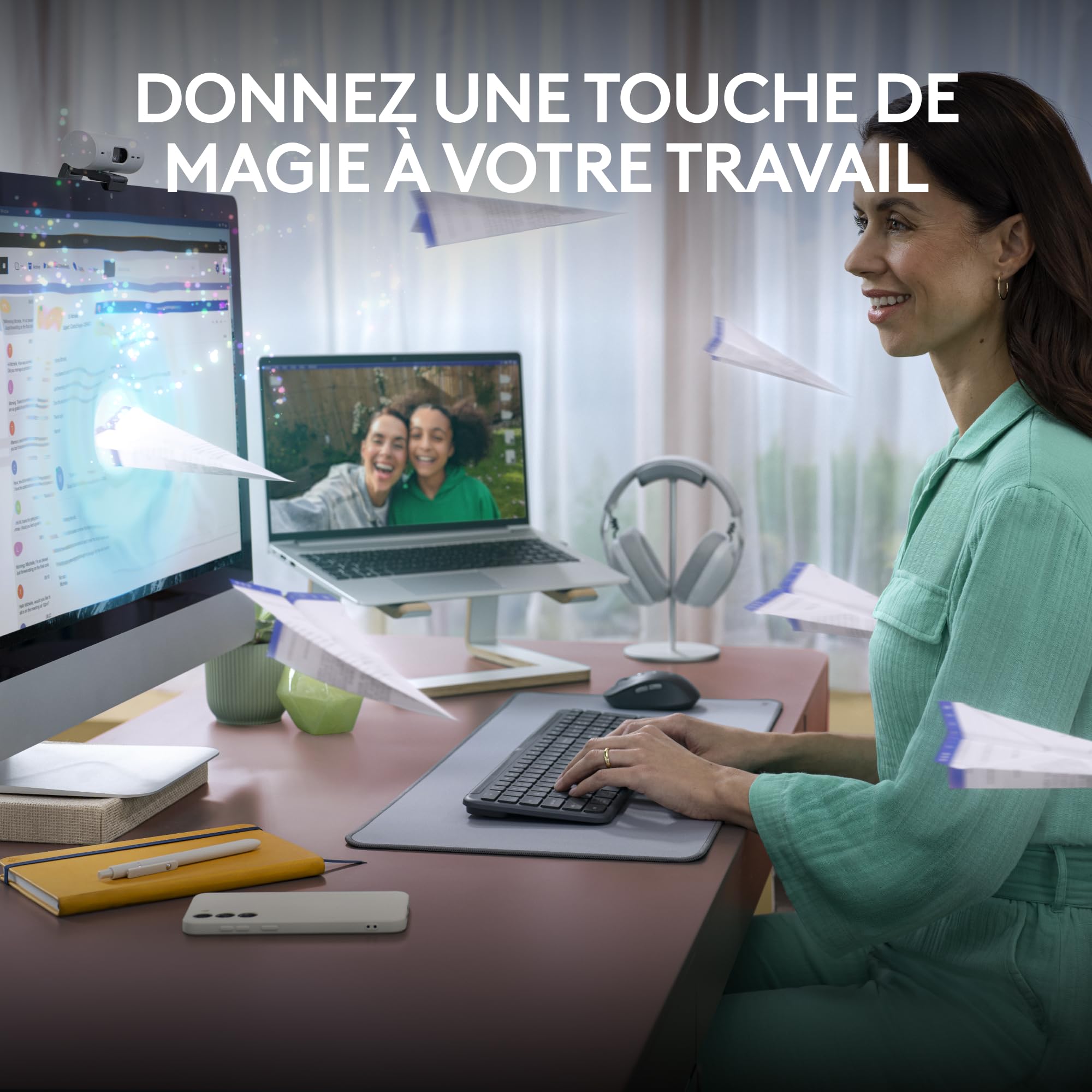 Logitech Signature Slim K950, clavier sans fil, design élégant, saisie sur plusieurs dispositifs, frappe discrète, Bluetooth, multi-systèmes d’exploitation, Windows, Mac, Chrome, FRA AZERTY, Graphite