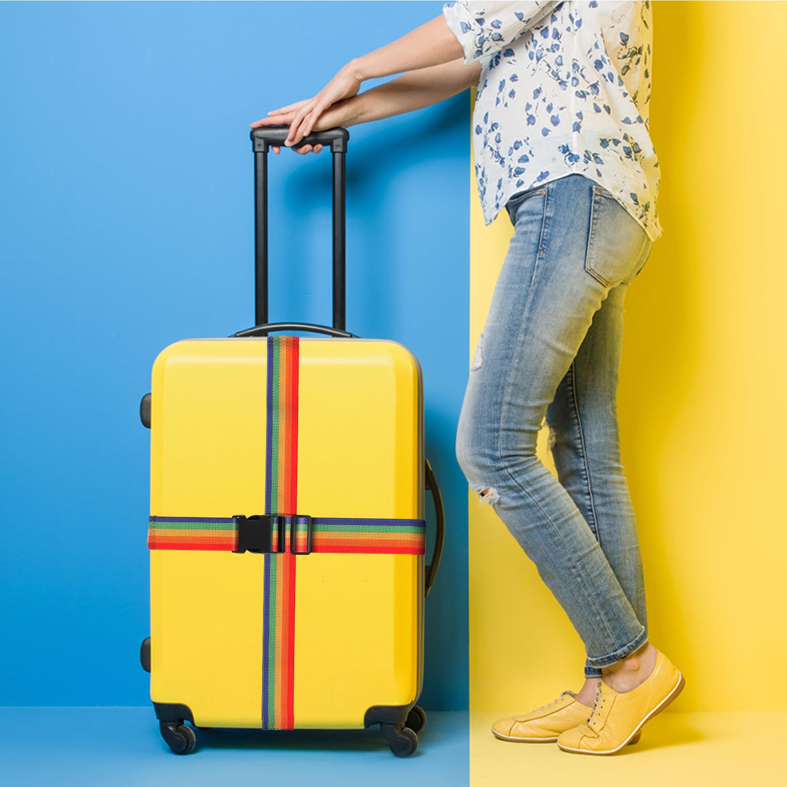 Lot De 4 Sangles Valise Réglables - Avec étiquettes Adresse, Nylon Résistant, 100-200cm