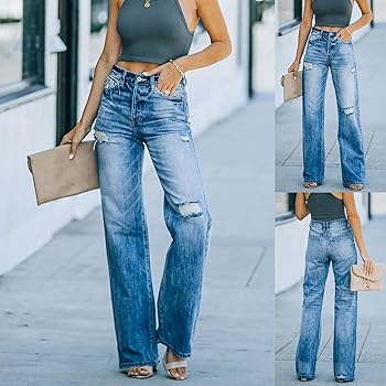 Jeans damen high waist gerades bein Clearance