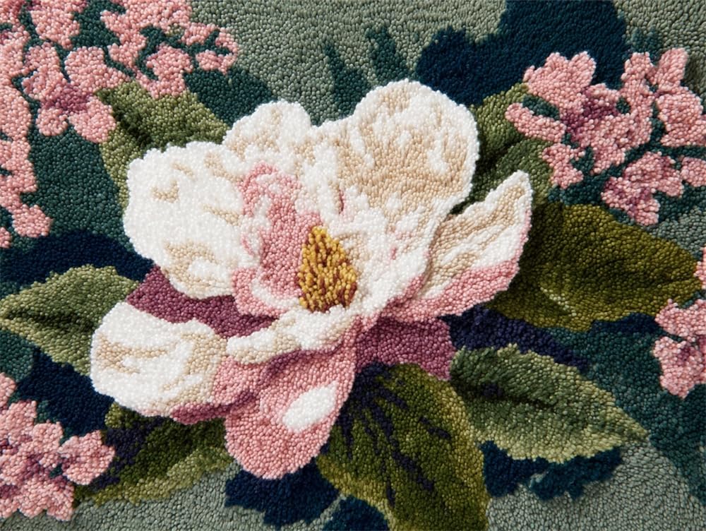 FWRTYCB Latch Hook Rug Kit Magnolia 20X15Inch Carpet Making Kit