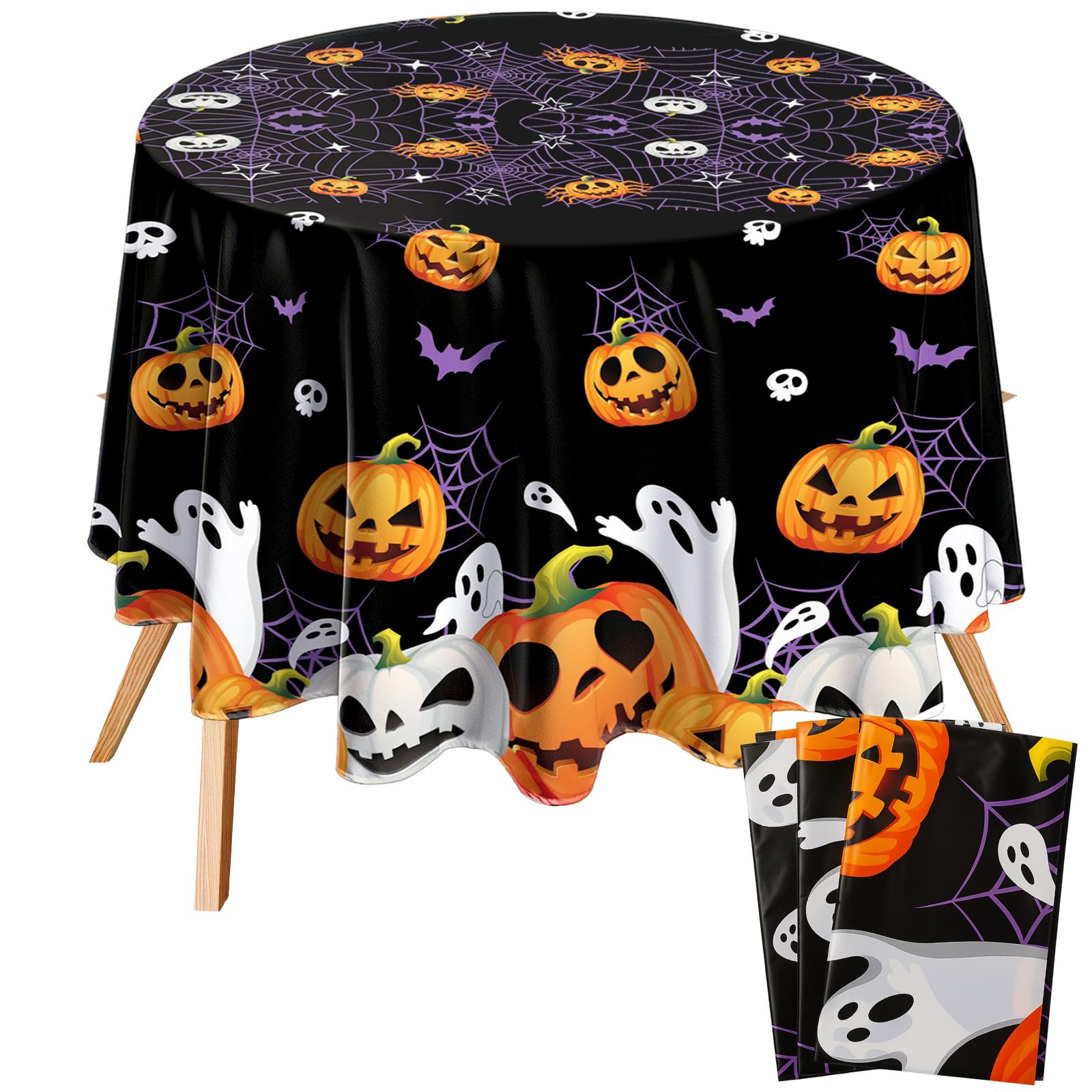 Nappe plastique Halloween jetable ronde anti-tache pour anniversaire enfant