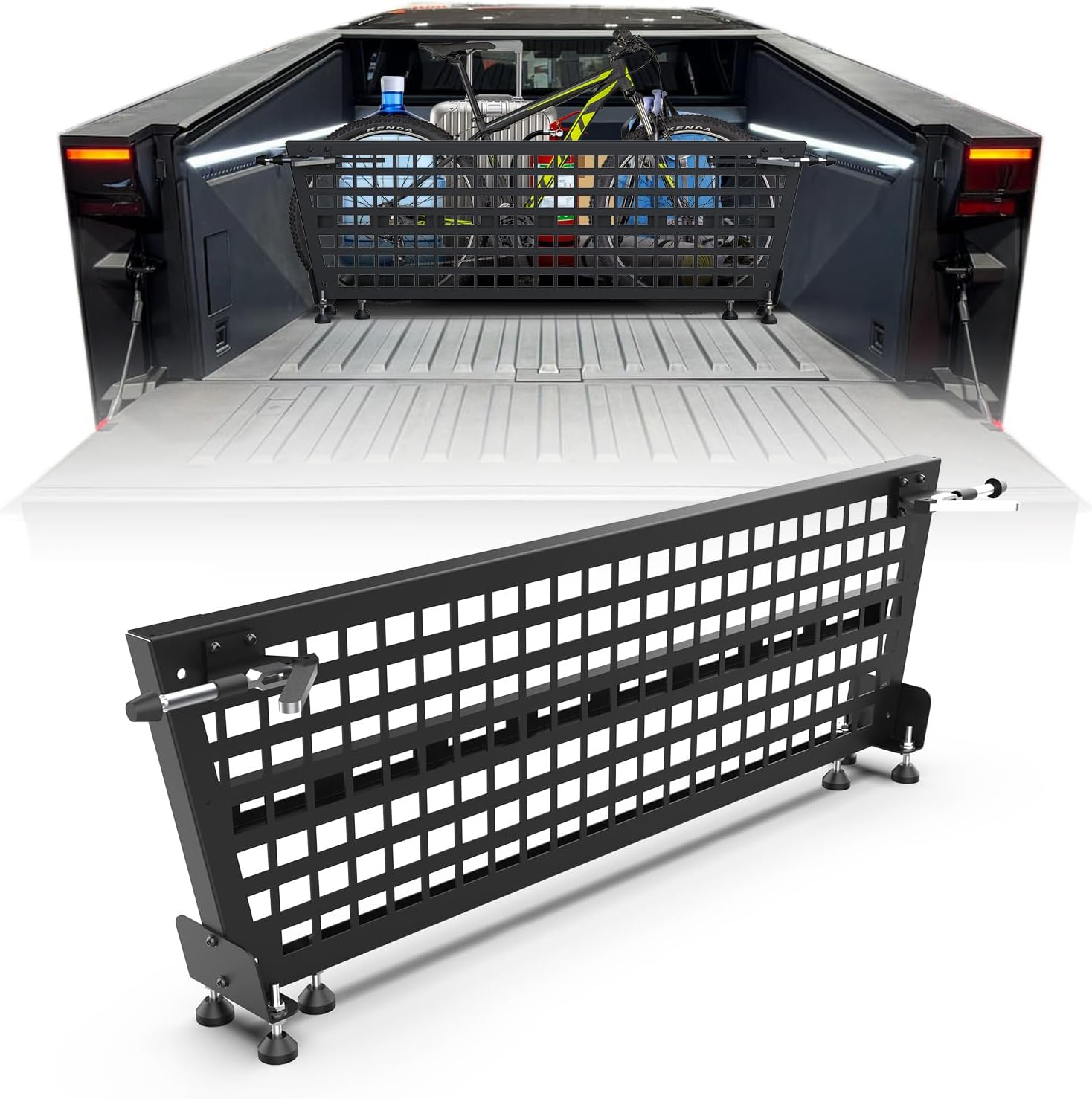 Truck Bed Divider for Tesla Cybertruck 2024-2026, Adjustable Cargo Divider, Black Matte Trunk Bed Molle Panels Storage Organizer System for Cybertruck Accessories