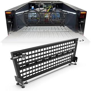 Truck Bed Divider for Tesla Cybertruck 2024-2026, Adjustable Cargo Divider, Black Matte Trunk Bed Molle Panels Storage Organizer System for Cybertruck Accessories
