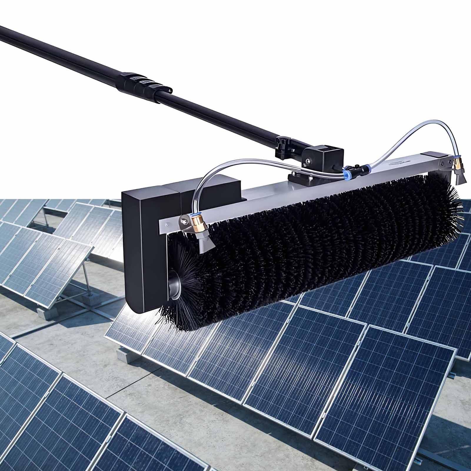Perche télescopique avec brosse électrique à batterie pour laver les panneaux solaires