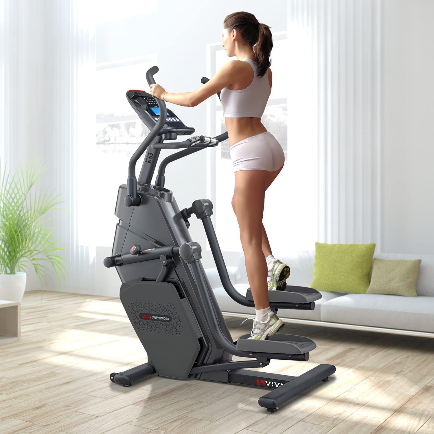AsVIVA ST4 Stepper & Crosstrainer ergometr – 32 poziomy oporu, magnetyczny i cichy, aplikacja/Bluetooth z mapą kinową, regulowana długość kroku, domowy trenażer nóg i pośladków