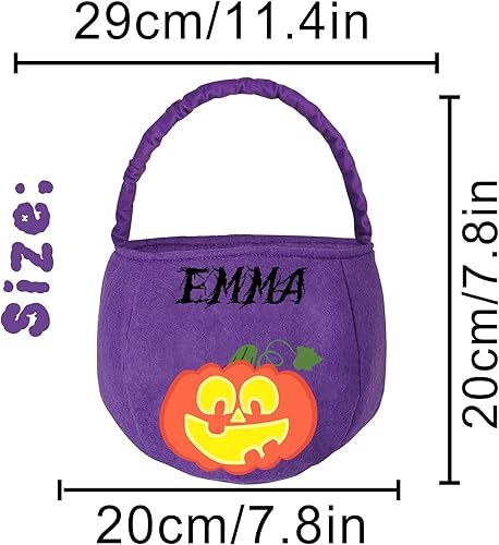 Miniatura 3 de Cesta de Halloween personalizada para niños, cubo de truco o trato, bolsas de dulces, bolsa de dulces con nombre personalizado para fiestas de