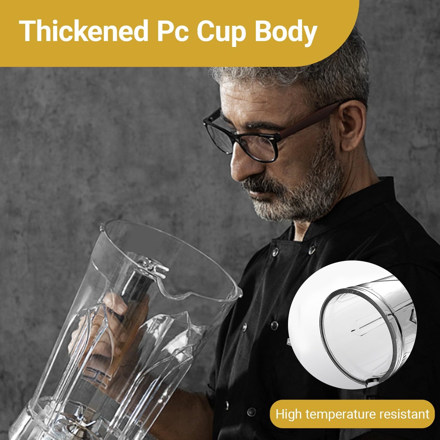 Blender gastronomiczny 2200W, blender do smoothie 6L, 8-ostrzowy nóż ze stali, pogrubiony kielich, 9 prędkości regulowanych, pokrywka z zatrzaskiem, do lodu/mrożonych deserów/gorących zup/orzechów